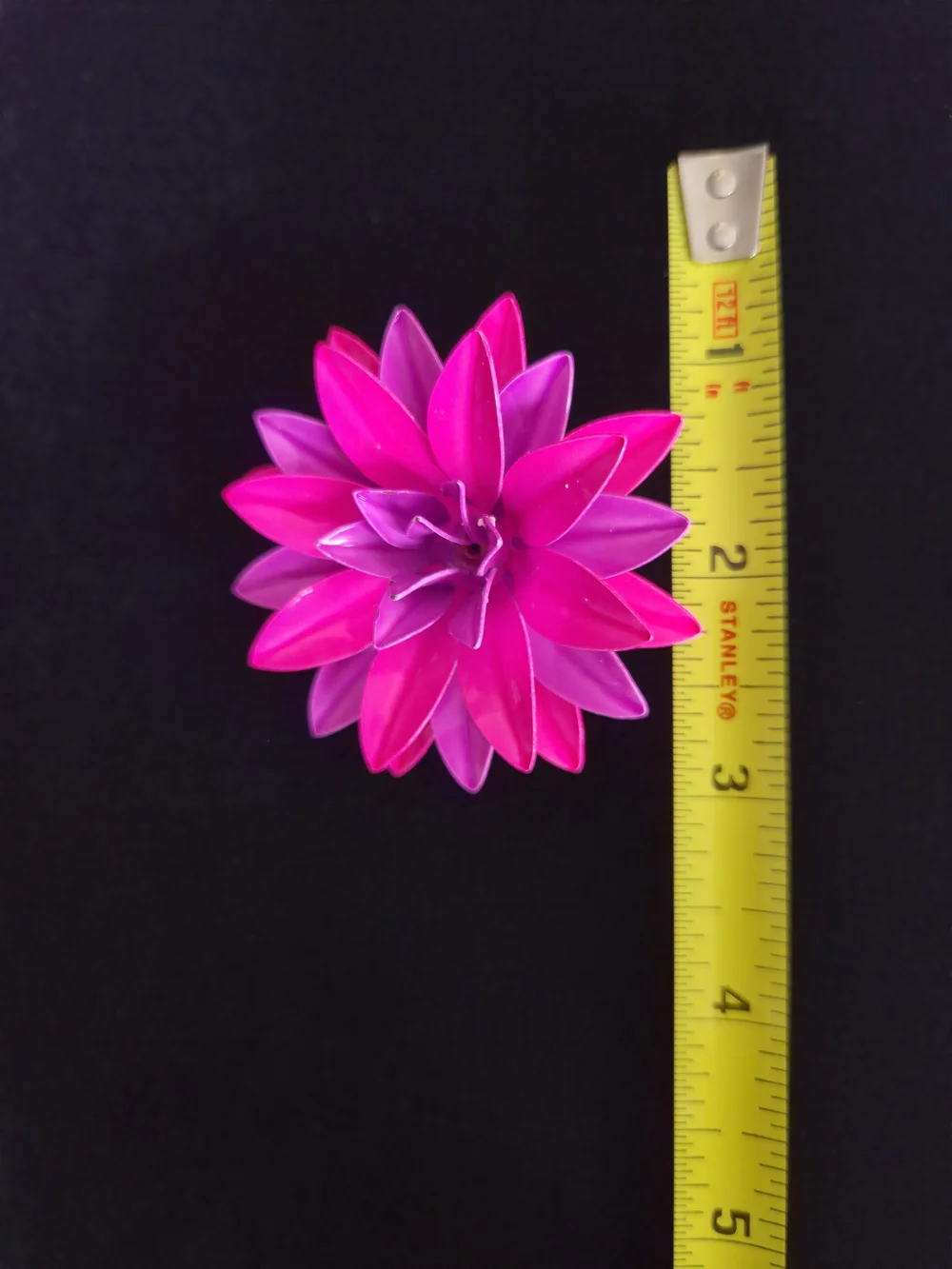 VTG Hot Pink Enamel Dahlia with Layered Pedals  60's/70's Era
